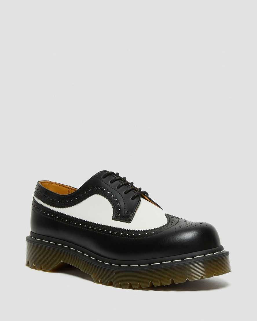 Dr. Martens 3989 Bex Smooth Deri Erkek Oxford Ayakkabı - Ayakkabı Siyah/Beyaz |WLMHE1397|